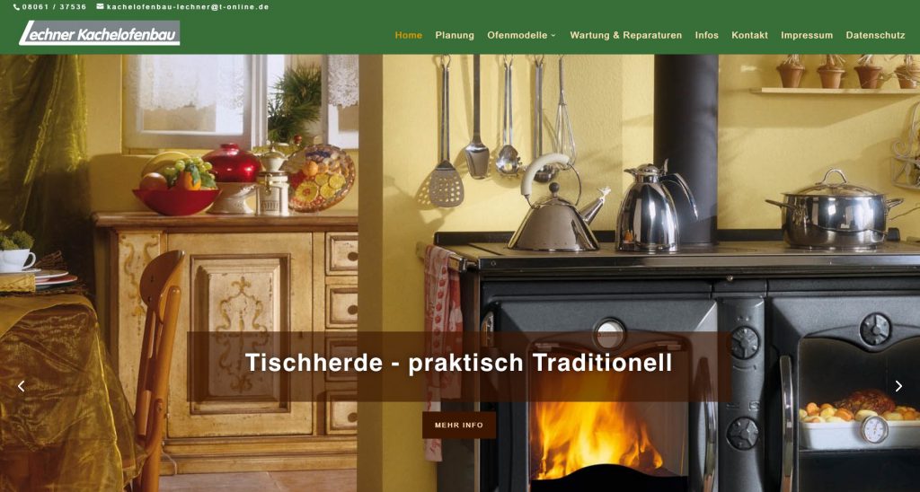 Webseite Kachelofenbau Lechner